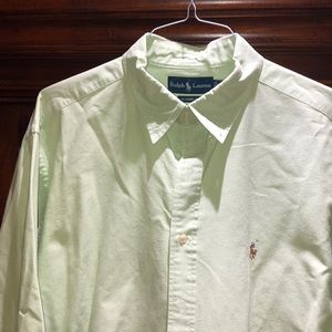 Men’s long sleeve light green Polo dress shirt